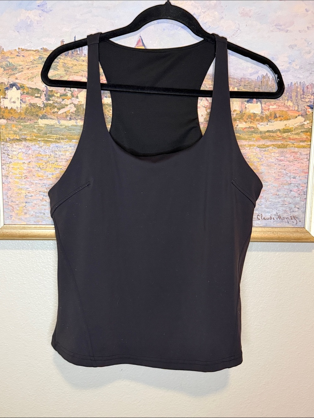 Lululemon Black Racerback Women’s Tank Top shelf bra (no pads) size 14 (bin13)